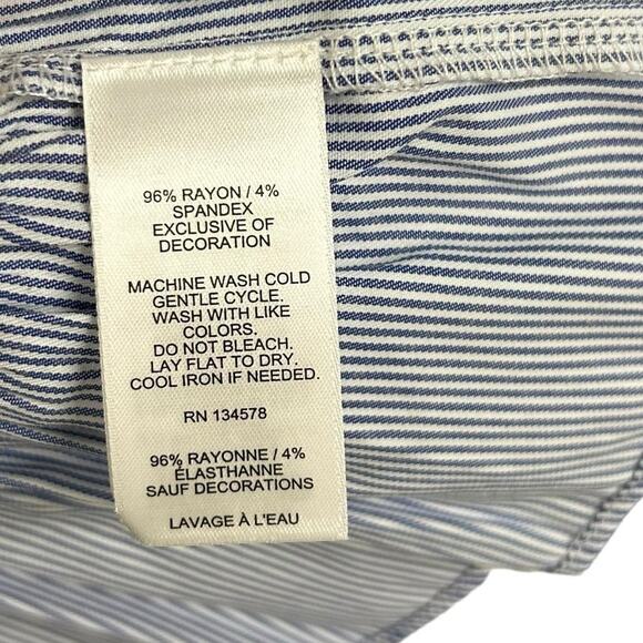 Vineyard Vines Girls Gray Long Sleeve Blue & White Stripe Trim Top Large 14 - Picture 3 of 5